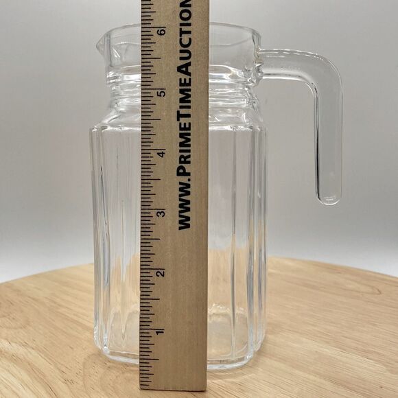 VINTAGE 1940s ARC FRANCE REFRIGERATOR CLEAR GLASS MILK,JUICE,WATER PITCHER - Picture 6 of 9